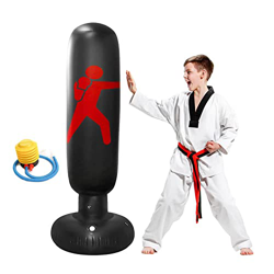 Saco de Boxeo de Pie Inflable,Saco de Arena de Columna Inflable 160cm PVC Fitness,para Niños y Adultos Ejercicio y Alivio del Estrés (bian-1) en oferta