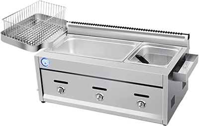SILVOSWAN Freidora de gas de gran capacidad de 12 l, freidora de GLP de acero inoxidable for uso doméstico y comercial, potencia de fuego ajustable, c