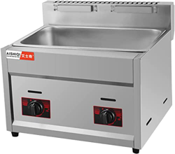 SILVOSWAN Freidora de gas comercial profesional de doble tanque, restaurante de acero inoxidable, cocina, mesa, papas fritas, freidora profunda, campi características