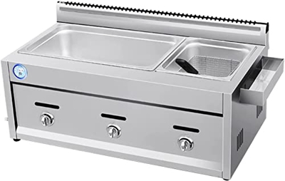 SILVOSWAN Freidora de gas de gran capacidad de 12 l, freidora de GLP de acero inoxidable for uso doméstico y comercial, potencia de fuego ajustable, c