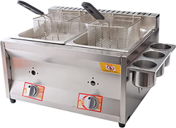 SILVOSWAN Freidora, Freidora De Gas Comercial, Cesta De Encimera Freidora De Grasa Profunda De Acero Inoxidable Restaurante Chip De Papas Fritas Caser precio