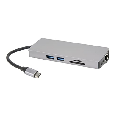 DOUH Adaptador de Concentrador de Interfaz Multimedia Tipo C a HD, Interfaz VGA Tipo C Hub 8 en 1 PD AleacióN de Aluminio de Carga RáPida para Computa