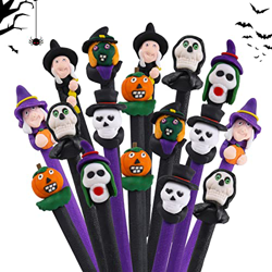 14 Piezas Halloween Bolígrafo de Cerámica Blanda Sets Halloween BolíGrafos Tinta Gel Novedad Diversión Plumas de Bolígrafo Calabaza Cráneo Bruja Pluma en oferta
