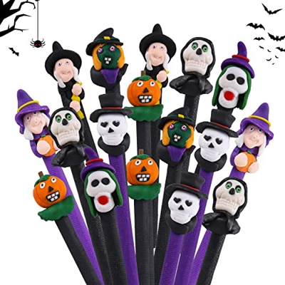 14 Piezas Halloween Bolígrafo de Cerámica Blanda Sets Halloween BolíGrafos Tinta Gel Novedad Diversión Plumas de Bolígrafo Calabaza Cráneo Bruja Pluma