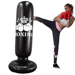 Jimtuze Bolsa de Entrenamiento Pesado | Saco de Arena Inflable de 63 Pulgadas con Soporte,Saco de Boxeo de pie, Juguete Deportivo para niños para Adul características