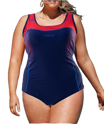 Mermaid Bañador de Mujer, Talla Extra Grande, Relleno Suave Extraíble, Sin Aros, Ropa de Baño Mujer para la Playa Piscina, Talla 56