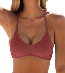 CUPSHE - Bikini para Mujer con Parte Superior Halter, Bikini con Cuello en U, Parte Superior de Bikini Texturizada, Color Rojo M precio