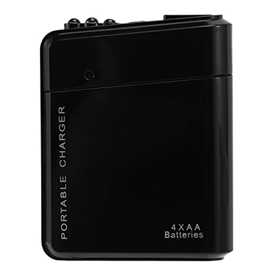 Datian Negro 4X AA bateria portatil Cargador de Potencia de Emergencia USB para telefono Celular