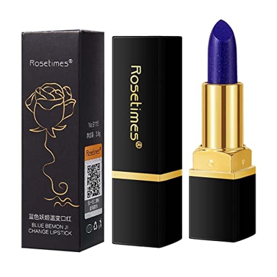 Rosixehird 5 Pcs Lápiz Labial Azul Brillante - Colores mágicos Que cambian de Temperatura | (Azul Cambiado a Rosa) Lip Stain Gloss Hidratante y Bálsam
