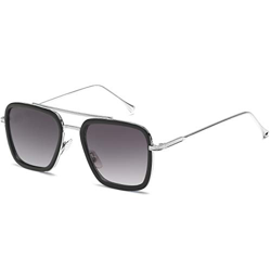 SHEEN KELLY Gafas de sol retro Gafas de sol cuadradas Tony Stark Gafas de sol con montura de metal para hombres Mujeres Gafas de sol Downey Tamaño 1:  en oferta