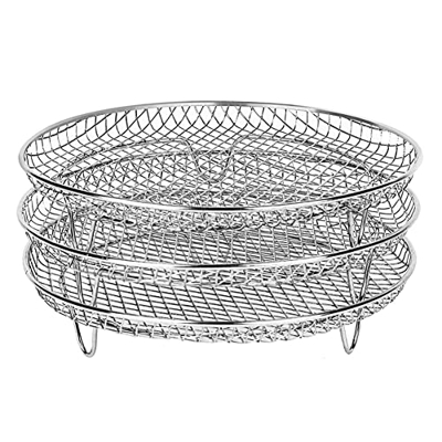 FRER Freidora de Aire Tres Estantes Deshidratadores Apilables para Gowise Ninja Freidora de Aire de Acero Inoxidable Apto 4.2-5.8QT
