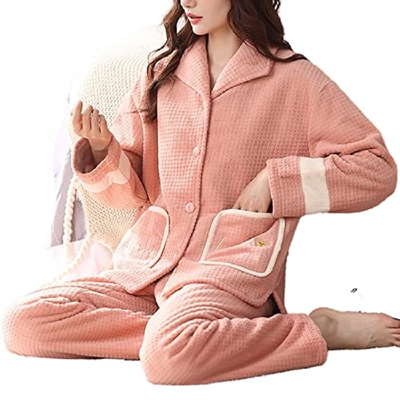 Pijama Mujer Verano, Elegante Conjunto De Pijamas De Franela, Pantalones De Rebeca Rosados ​​Creativos, Ropa De Dormir Suave Y Cálida, Conjuntos De Ro