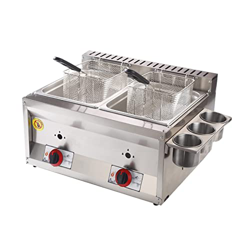 GGCG Freidora Comercial, Freidora De Doble Tanque, Freidora De Encimera con Control De Temperatura para Restaurante De Cocina Casera en oferta