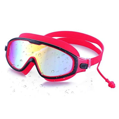 OMIAJE Gafas de natación for Adultos Ajustables Gafas Anti-Fog de Gafas de Buceo Grandes Gafas de natación con Tapones for los oídos (Color: Talla: un