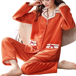 Pijama Mujer Verano, Conjunto De Pijamas De Franela Elegantes Pantalones De Rebeca Naranja Creativos Ropa De Dormir Suave Y Cálida Conjuntos De Ropa D precio