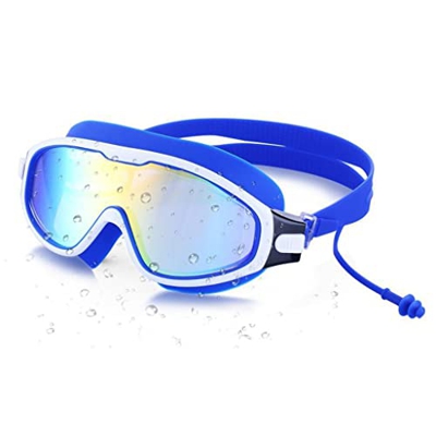 OMIAJE Gafas de natación for Adultos Ajustables Gafas Anti-Fog de Gafas de Buceo Grandes Gafas de natación con Tapones for los oídos (Color: Talla: un