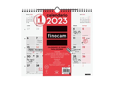 Finocam - Calendario 2023 Neutro de Pared para Escribir Enero 2023 - Diciembre 2023 (12 meses) Español