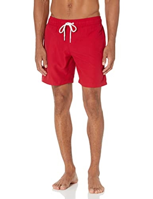 Amazon Essentials Bañador de Secado Rápido de 18 Cm Hombre, Rojo, M