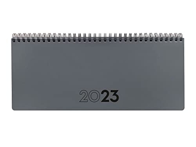 Finocam - Planificador Agenda 2023 Semana vista + notas Enero 2023 - Diciembre 2023 (12 meses), 290x116 mm, Gris Español