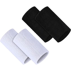 4 Piezas/ 2 Pares Muñequeras Deportivas Muñequeras de Sudor de 5,9 Pulgadas Muñequeras Atléticas Elásticas Banda de Sudor de Tela Transpirable para De precio