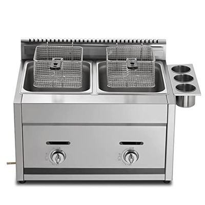 Freidora de gas profesional, freidora de gas 22L tanque de acero inoxidable con cuchara freidoras industriales fritadeira, Freidora De Acero Inoxidabl