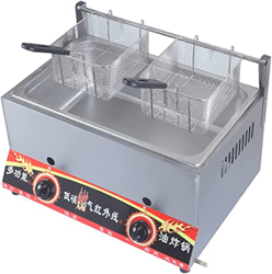 SILVOSWAN Freidora de gas comercial profesional de 10 l/20 l, encimera de acero inoxidable, propano LPG, freidora de escritorio de doble ranura, freid precio