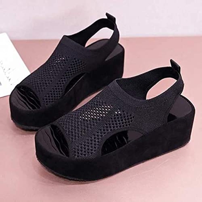 DZQQ Zapatos de Altura Creciente, Sandalias, Correas, Mocasines sin Cordones, Tacones Transparentes de Verano para Mujer, Plataforma Plana, Zapato Fem