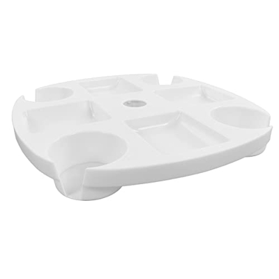 Zerodis Mesa de Sombrilla de Playa, Mesa de Sombrilla Blanca para Beber