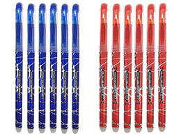 RHardware 12 bolígrafos de tinta roja,azul borrable de gel 0,7mm, bolígrafos papelería escolar en oferta