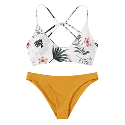 riou Bikinis Mujer 2022 ReductoresCruzadas Tops Halter Tirantes Ropa de Playa de Dos Piezas Elegante Acolchado Bra Tops y Braguitas Bikini Sets Vikini en oferta