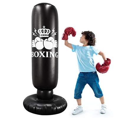 Exuberia Saco de Boxeo Inflable,Saco de Arena Inflable de 63 Pulgadas con Soporte - Saco de Boxeo de Rebote rápido, Equipo Deportivo para Mejorar la c