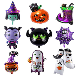 Set de Globos de Halloween 9 Piezas Siumir Decoraciones de Fiesta Halloween Globos de Papel de Aluminio Calabaza, Fantasma, Murciélago, Vampiro, Bruja precio