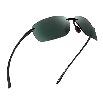 JIM HALO Gafas de Sol Deportivas Polarizadas para Hombres y Mujeres TR90 Marco Sin Montura para Correr, Pescar, Andar en Bicicleta, Conducir Verde