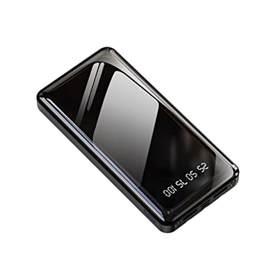 LLKJ Banco de energía Desmontable con Superficie de Espejo Banco de energía móvil de Gran Capacidad de 20000 MAh con su Propia línea Moda (Color : Bla