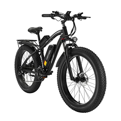 CANTAKEL Bicicleta Eléctrica, E-Bike de 26 Pulgadas, Bicicleta eléctrica para Adultos con Asiento Trasero y batería Oculta, Transmisión Shimano Profes
