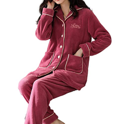 Pijama Mujer Verano, Conjunto De Pijamas De Lana Esponjosa Y Elegante Camisón De Punto De Color Sólido Púrpura Oscuro Cómodo Conjunto De Pijamas De In en oferta