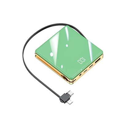 LLKJ Mini Banco de energía Creativo Tres en uno con su Propio Cable Fuente de alimentación móvil de Carga rápida de 20000 mAh Moda (Color : Green, Siz