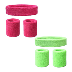 TSHAOUN 6 Piezas Muñequeras muñequeras de Diadema Set, Muñequera 80s Set, Cinta Sudor Cabeza, Muñequeras Sudor, Banda para el Sudor para Fitness, Jueg precio