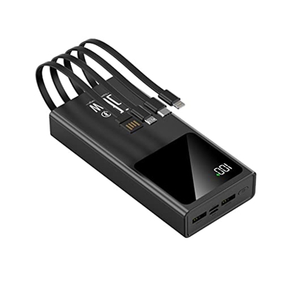 LLKJ Super Fast Charge 66W Flash Charge Power Bank 20000 MAh Gran Capacidad con línea incorporada Universal Power Bank Moda (Color : Black, Size : 200