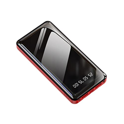 LLKJ Banco de energía Desmontable con Superficie de Espejo Banco de energía móvil de Gran Capacidad de 20000 MAh con su Propia línea Moda (Color : Red en oferta
