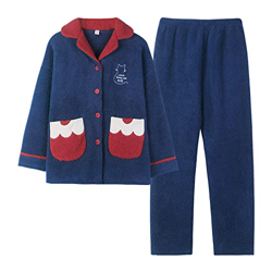 Pijama Mujer, Conjunto De Pijamas De Lana Esponjosa para Mujer, con Bordado De Gato De Dibujos Animados, Camisón, Cómodo, Cálido, De Invierno, Conjunt en oferta