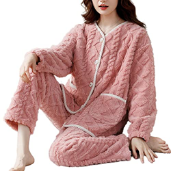 Pijama Mujer, Pijama De Lana Esponjosa para Mujer, Novedad, Pijama De Rebeca Liso, Rosa Claro, Cómodo, Cálido, Camisón De Invierno, Conjuntos De Ropa  características