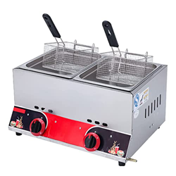 GGCG Freidora De Gas Industrial Profesional Freidora Comercial con Canasta Y Tapa Freidora De Acero Inoxidable para Encimera, para Restaurante Y Uso D en oferta