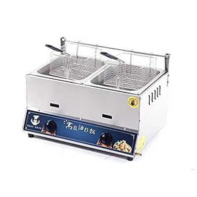 GGCG Freidora Profesional con Termostato Automático Comercial, Freidora De Acero Inoxidable Doble Tanque con Calentamiento Rápido para Usos Comerciale