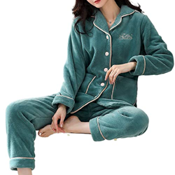 Pijama Mujer Verano, Conjunto De Pijamas De Lana Esponjosa Y Elegante, Camisón De Punto De Color Sólido, Verde, Cómodo, Cálido, Conjunto De Pijamas De características