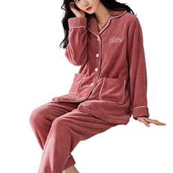 Pijama Mujer Sexy, Conjunto De Pijamas De Lana Esponjosa Y Elegante, Camisón De Punto De Color Sólido, Marrón, Rojo, Cómodo, Cálido, Conjunto De Pijam precio