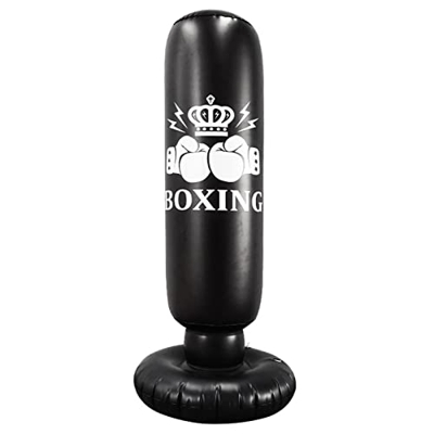 Povanjer Saco de Boxeo,Saco de Arena Inflable de 63 Pulgadas con Soporte | Equipo de Entrenamiento de Golpe Plegable para Entrenamiento de Karate, Tae