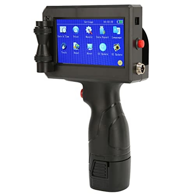 Zunate Impresora de Inyección de Tinta Portátil, Máquina de Codificación de Inyección de Tinta Portátil de Secado Rápido con Pantalla Táctil LCD de 4,