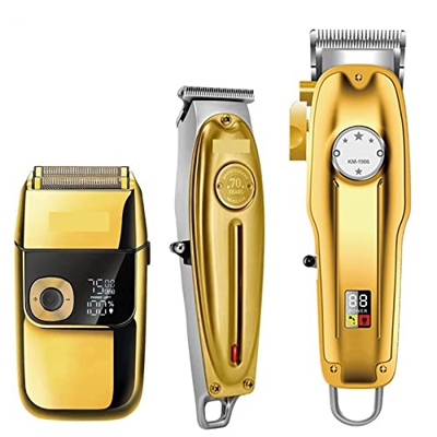 Cortapelos Combo de cortadora de pelo profesional, recortadora inalámbrica eléctrica, afeitadora de barba, Máquina for cortar cabello, Kit dorado Cuid
