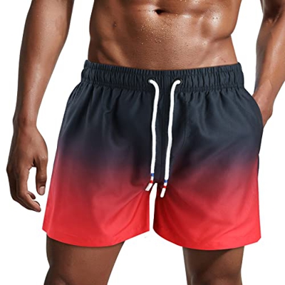 Danfiki Traje de Baño Hombre Shorts de Secado Rápido Bañador Corto para Playa Navegar Forro de Malla Color Degradado